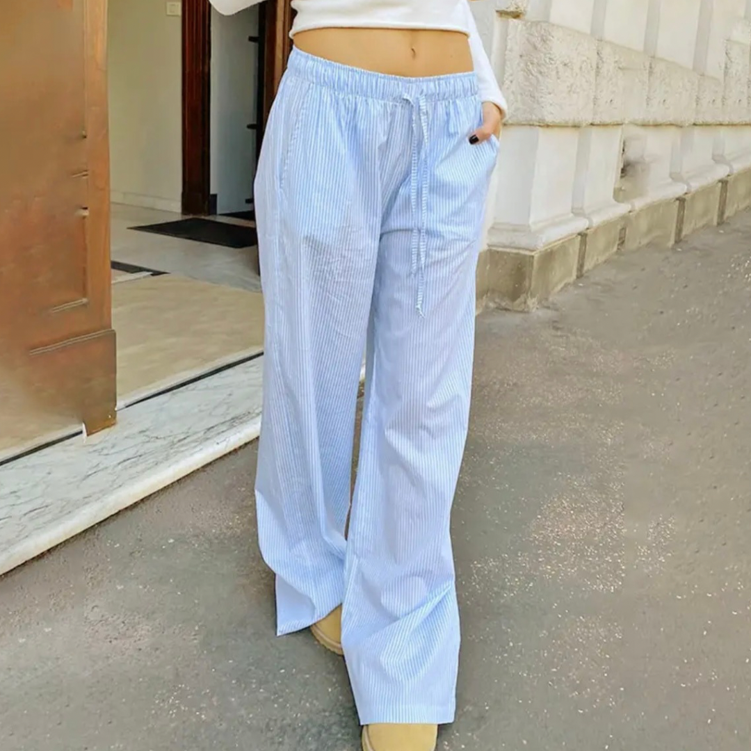 gestreifte Stoffhose
