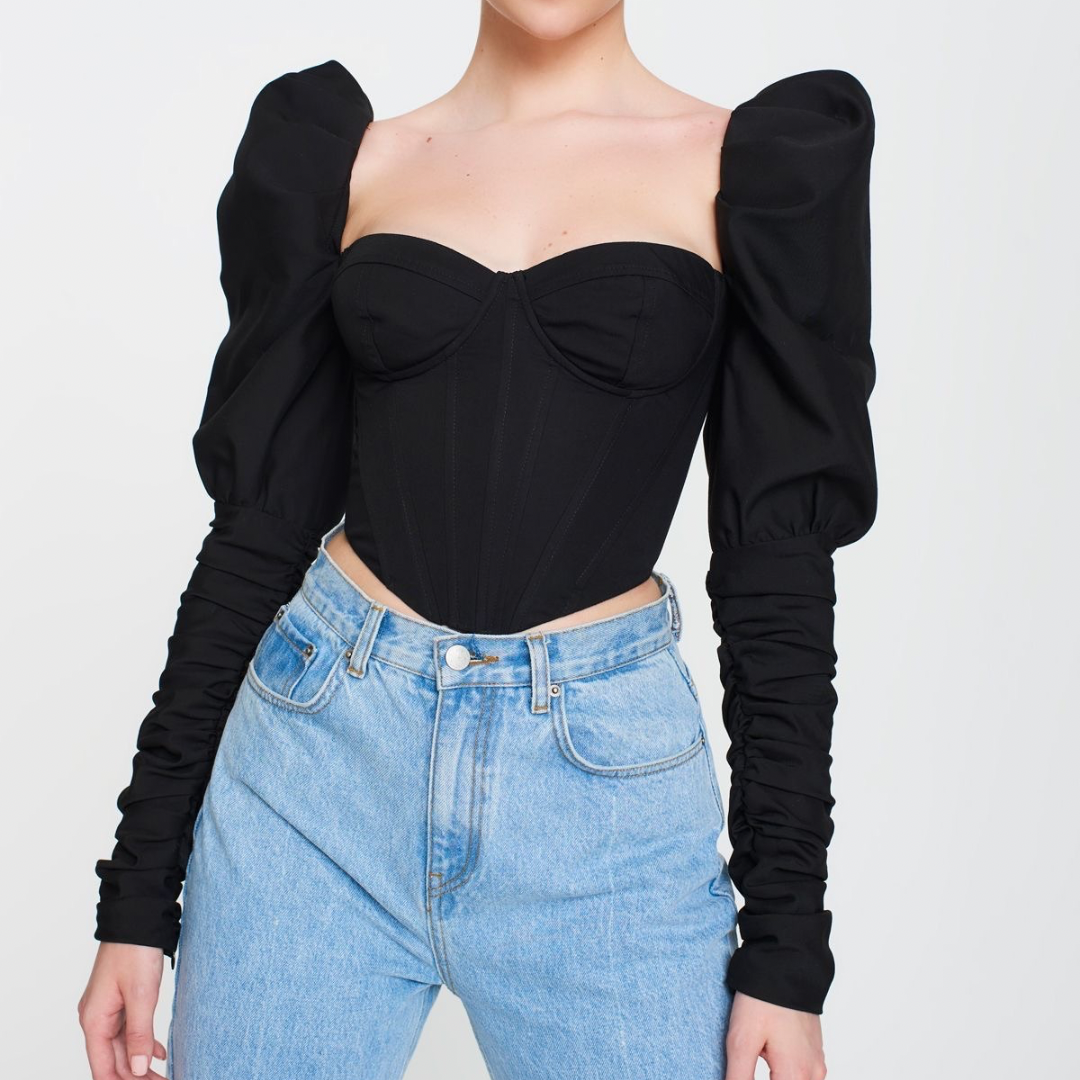 Corset Top mit Puffärmel