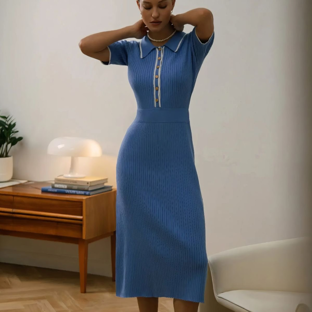 Strick Maxikleid mit Knöpfen