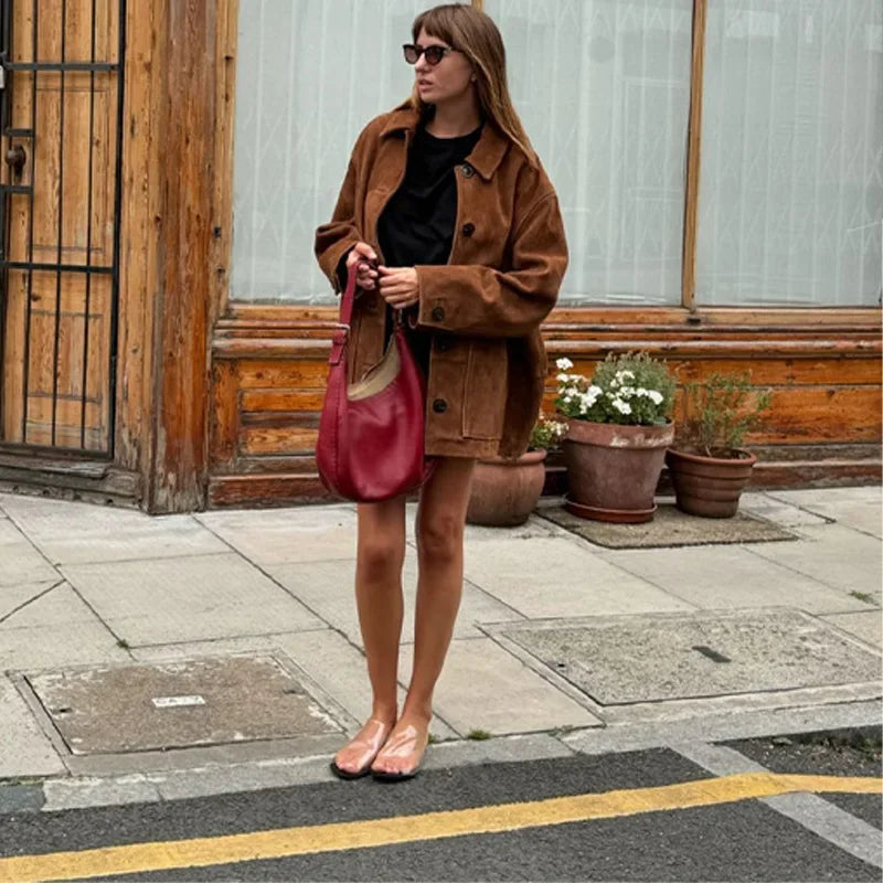 Brown Suede Leather Jacket