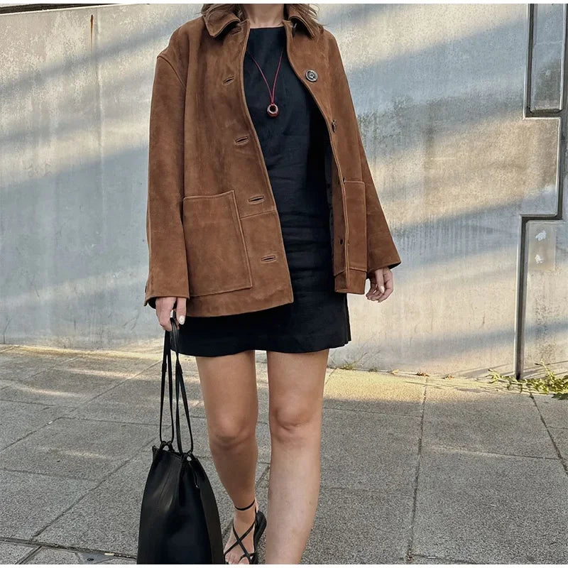 Brown Suede Leather Jacket
