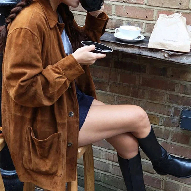 Brown Suede Leather Jacket